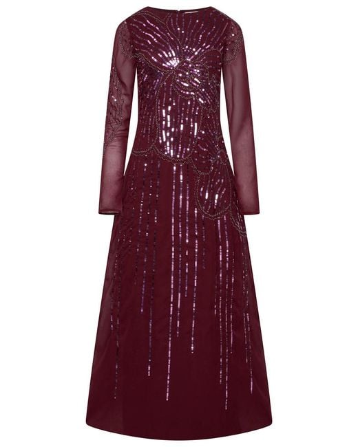Frock and Frill Purple Amorette Floral Embellished Maxi Dress