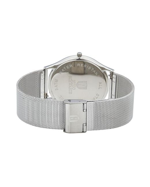 Bermuda Watch Company Metallic Hugo Schwarze Theodore Silver Grey & Black Slim Interchangeable Mens Watch for men
