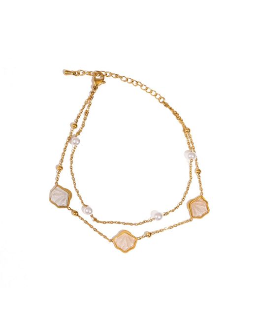 Ebru Jewelry Metallic Pearl Seashell Dreams Anklet