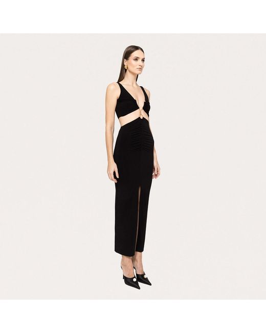 Nissa Black Cut-Out Jersey Midi Dress