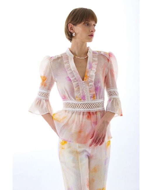 We Are Kindred Pink Josephine Silk Peplum Blouse