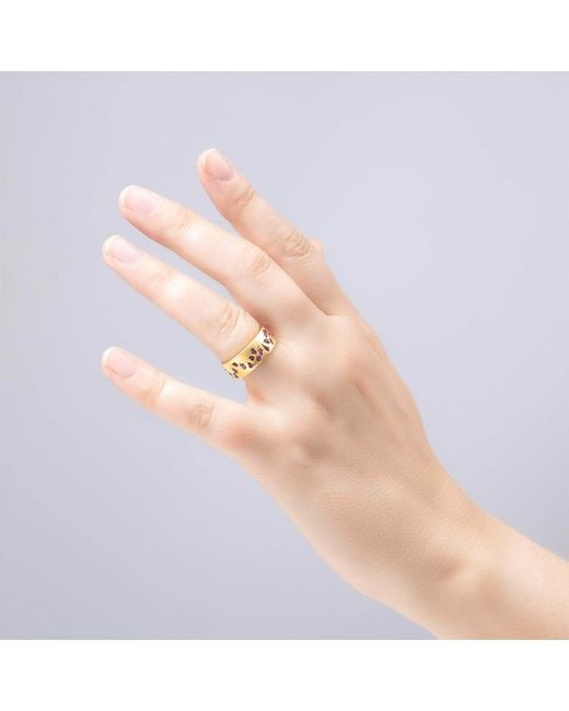 German Kabirski Metallic Pyra Plated Band Ring With Raw Ruby