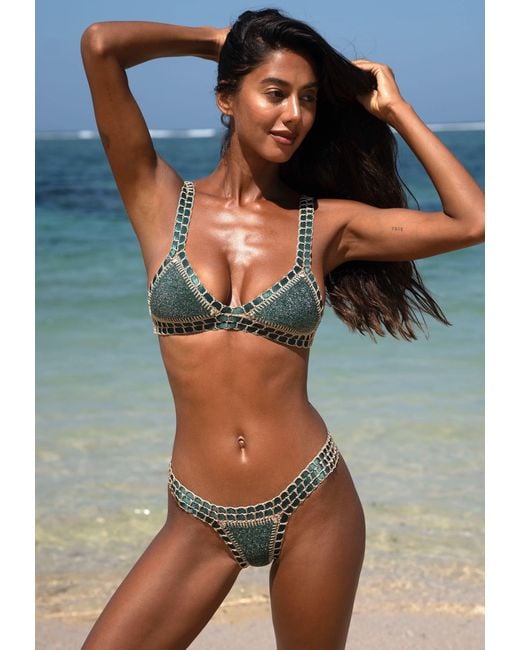 Luxsea Swimwear Green Cozumel Lurex Crochet Bikini Bottom