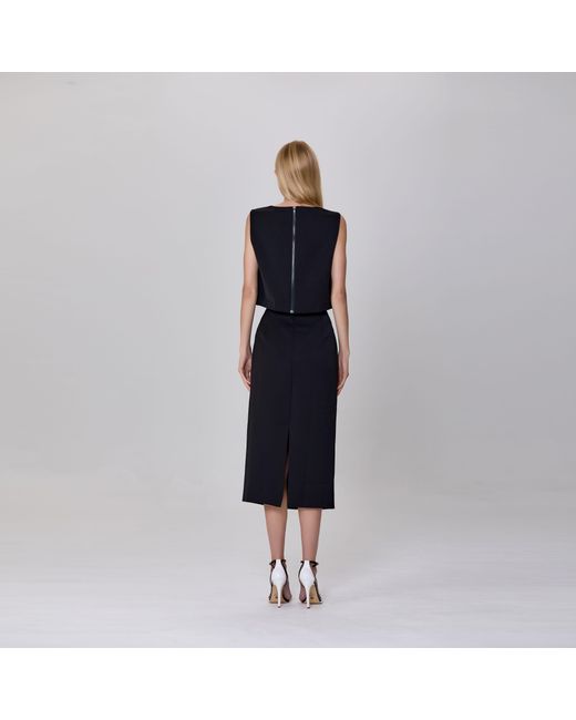 Smart and Joy Black Sleeveless Embroidered Top