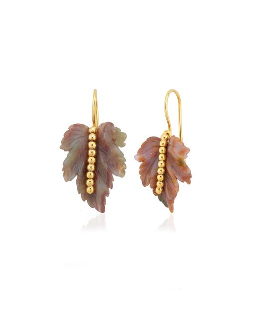 Milou Jewelry Brown Agate Leaf Earrings