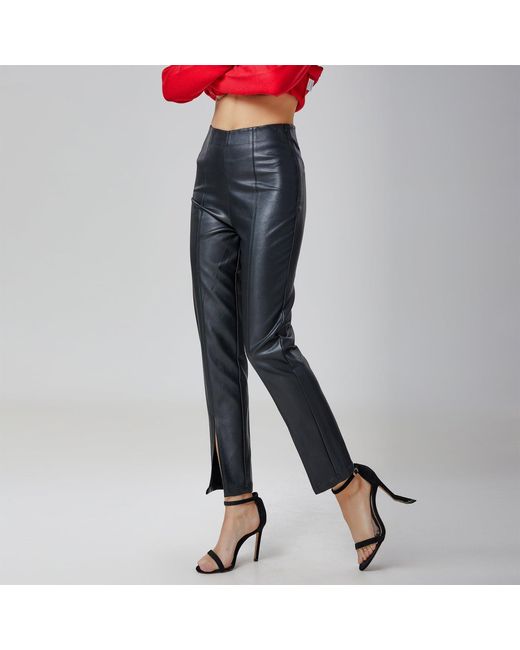 Smart and Joy Gray Pu Cigarette Pants