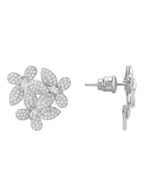 Latelita London White Flowers Large Stud Earrings Silver