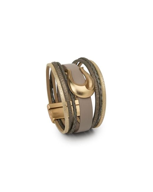 Saachi Metallic Horseshoe Charm Leather Bracelet