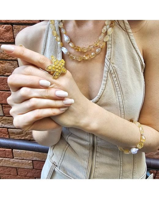 Farra Metallic Agate Star Setting Statement Ring