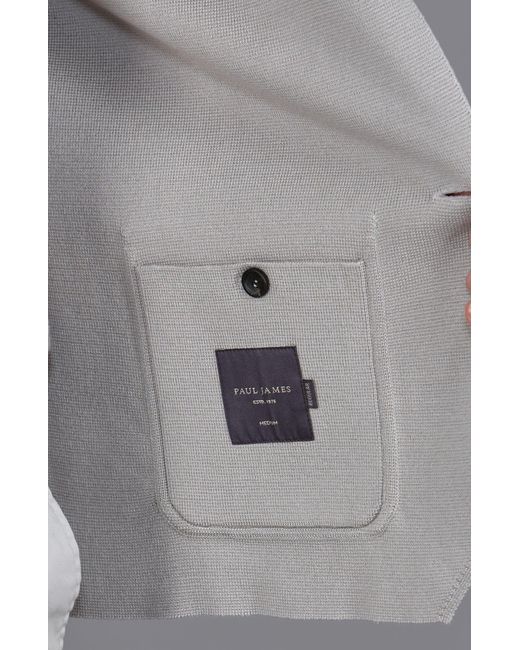 Paul James Knitwear Gray Lightweight Mercerised Cotton Giuseppe Knitted Blazer for men