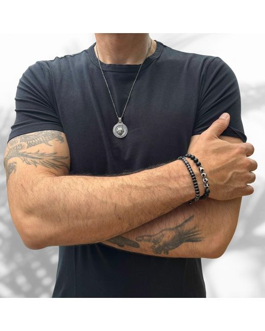 Ebru Jewelry Multicolor Onyx Stone Beaded Adjustable Bracelet for men