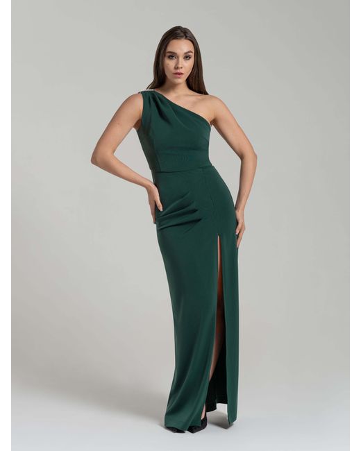 Tia Dorraine Green Harmony Asymmetric Long Dress