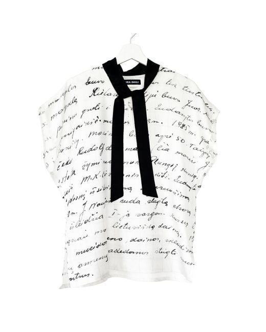 Laura Daili Multicolor Timeless Script Silk Blouse