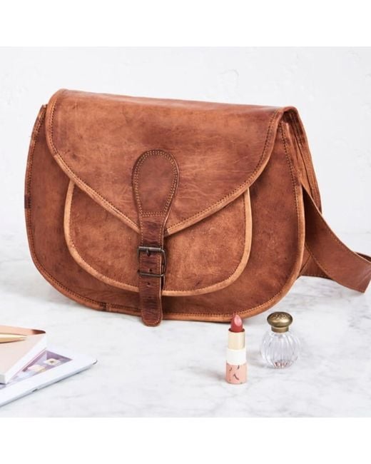 VIDA VIDA Brown Vida Vintage Leather Saddle Bag Large
