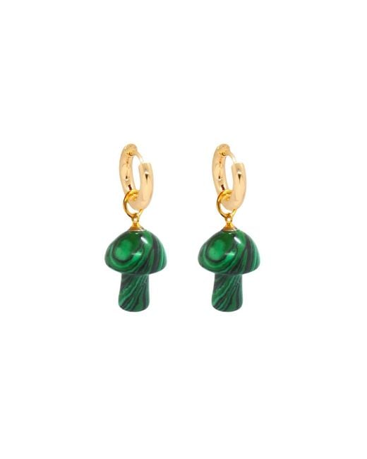 VALERIE CHIC Green Mushroom Malachite Earrings 18K