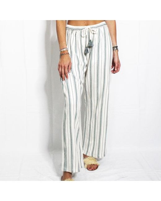 Boutique Kaotique Blue Moroccan Stripped Beach Trousers
