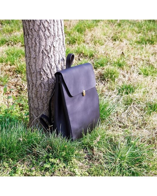 Touri Blue Genuine Leather Slim Backpack