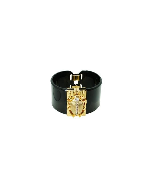 Gissa Bicalho Black Handmade Acrylic Bracelet Scarab Lock