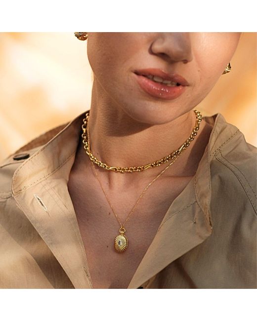 LINYA JEWELLERY Metallic Mini Stone Covered Medallion Locket Necklace