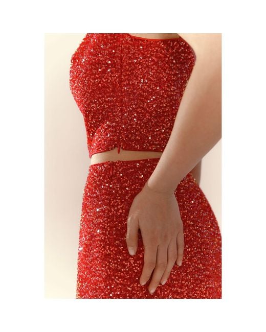 Elsava Red Riva Sequin Top