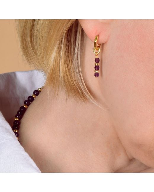 Nellou Jewellery White Linear Huggie Birthstone Earrings January Sterling