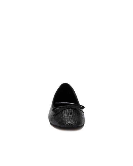 Rag & Co Black Paper Rings Raffia Ballet Flats