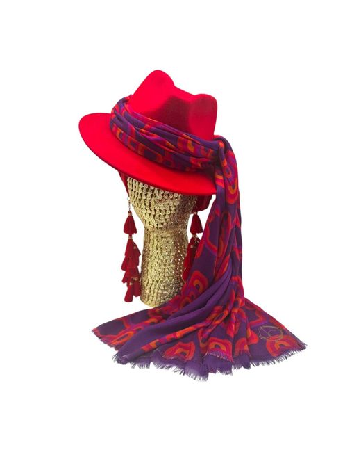 Julia Clancey Red Ruby Fifi Scarf Fedora Set