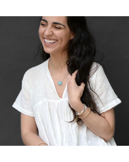 Smart Glass Jewelry Blue Recycled Gin Bottle Cube Necklace Aqua