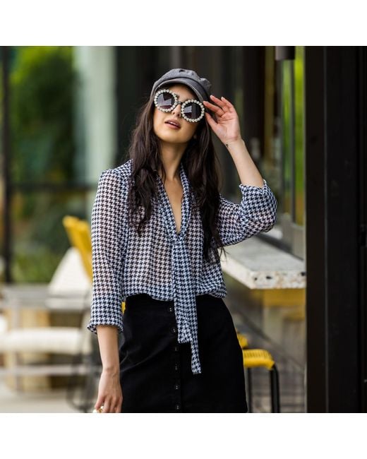Jennafer Grace Gray Mod Tie Front Blouse
