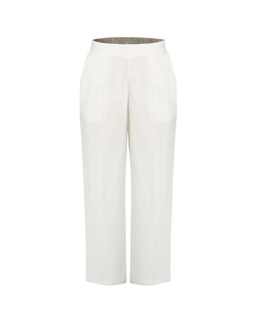 Smart and Joy White Straight Linen Pants