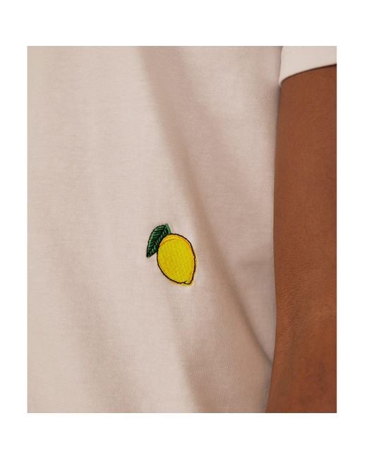 INGMARSON White Lemon Embroidered Organic Cotton T-shirt for men