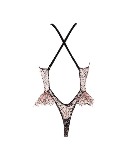 Belle -et-BonBon Black Valentine Soft Roses Sheer Parisian Lace Thong Back Sylvie Body