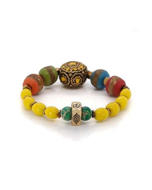 Ebru Jewelry Metallic African & Nepal Beaded Chunky Bracelet