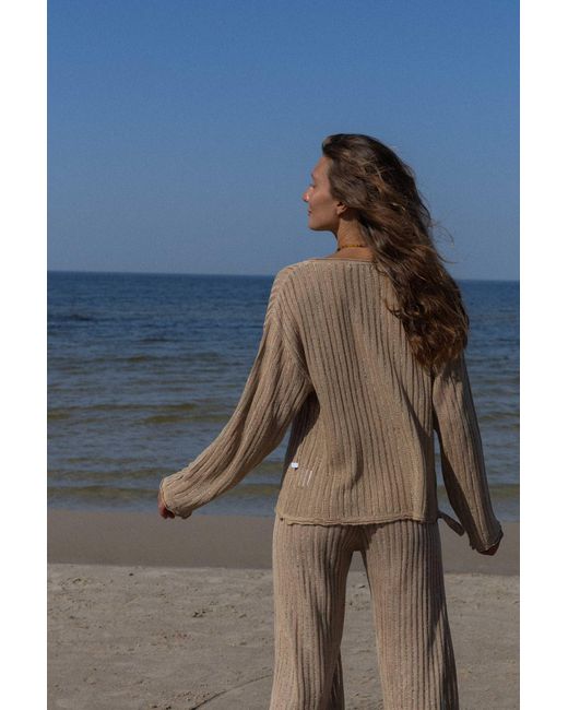 SALANIDA Natural Neutrals Sole 100% Linen Cardigan Sand