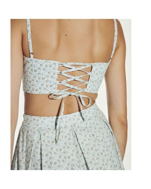 NAZLI CEREN Gray June Printed Cotton Midi Skirt