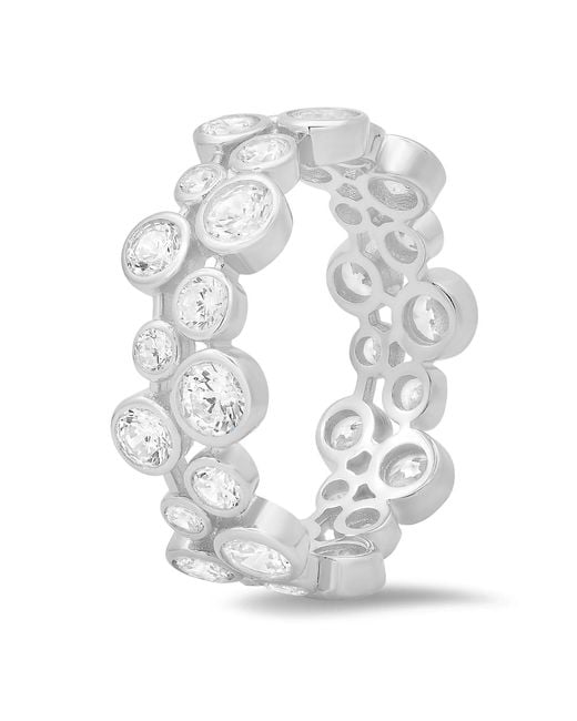 Kylie Harper Metallic Sterling Abstract Bezel-Set Diamond Cz Eternity Band Ring