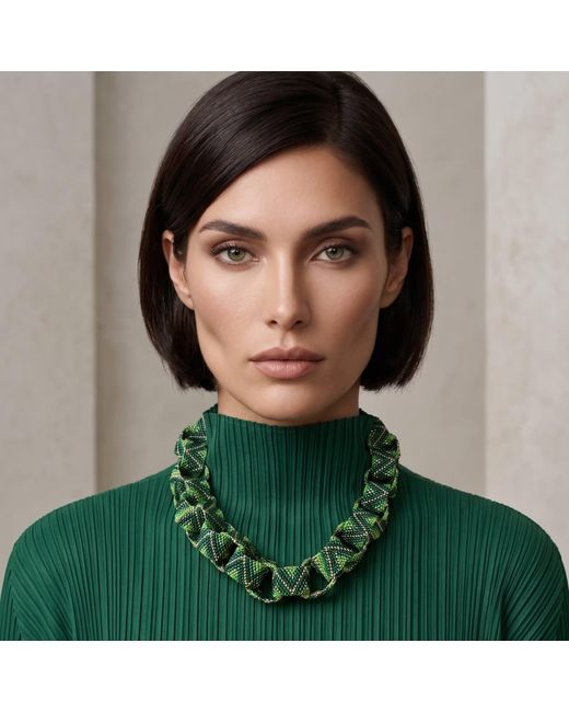 Iliana Arrazola Green Bold Chunky Link Necklace