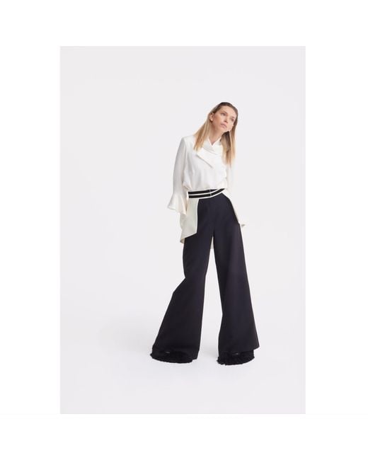 Julia Allert Black Neutrals Statement Waist Wide-Leg Trousers –