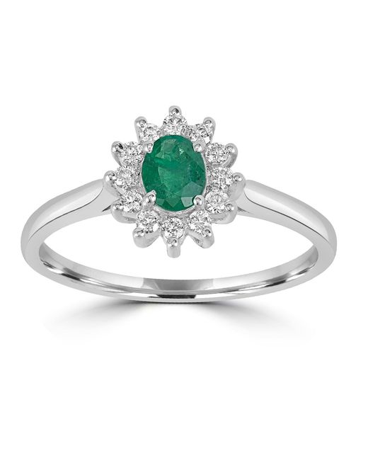 Artisan Metallic 18K Oval Emerald & Diamond Halo Ring