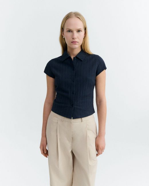 Thinking Mu Blue Blouse Slim Popcorn Kitty
