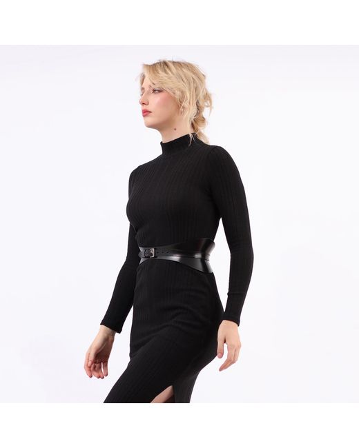 Haute Cuir Blue Crescent Leather Corset Belt