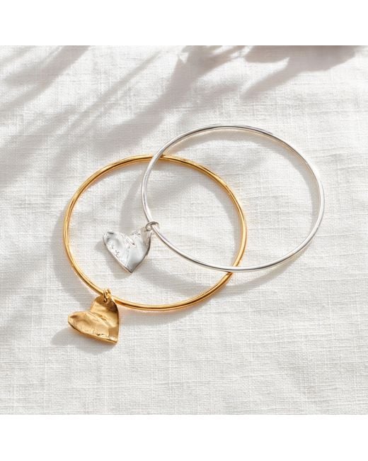 Posh Totty Designs Metallic Fortune Heart Charm Bangle