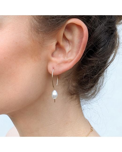 Kiri & Belle White Millie Pearl Pull Through Sterling Earrings