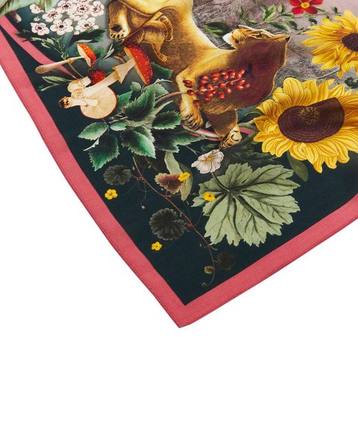 Fable England Pink Circe Narrative Silk Blend Square Scarf