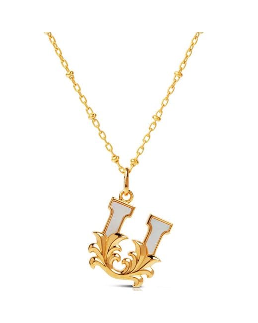 Kasun Metallic Plated U Initial Necklace With Mother Of Pearl