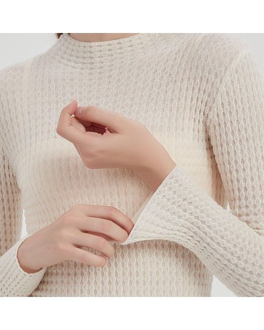 NUAJE NUAJE Gray Textured Merino Wool Mock Neck