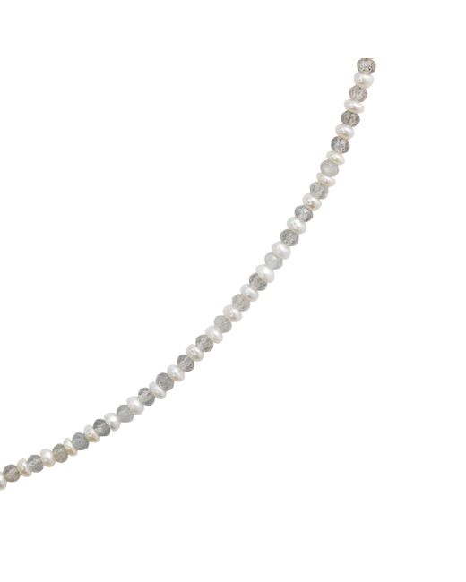 Bombyx House Metallic Birthstone April Pearl Labradorite Alternating Long Necklace