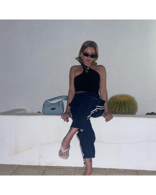 Sour Figs Black Two-Way Single Shoulder Twisted Strap Top