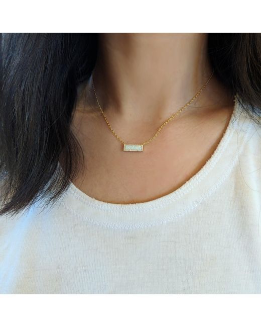 KAMARIA Blue Reflection Opal Bar Necklace