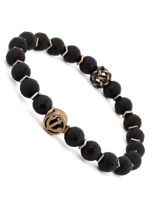 Ebru Jewelry Black Onyx Stone Holy Spirit Anchor Bracelet for men
